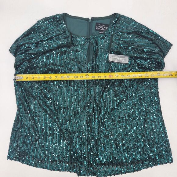 Alex Evenings Sequin Twinset Womens Size 2X Green Dance Party Glam Evening Wear - Picture 7 of 8